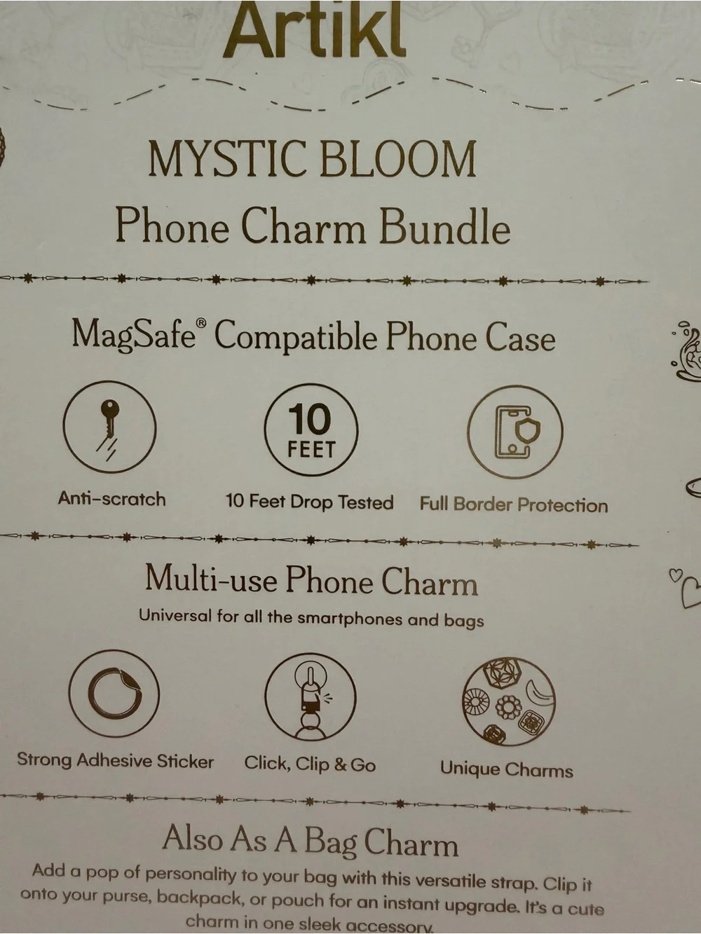 Mystic Bloom Pink/Cream MagSafe Compatible iPhone 15 Pro Max Case & Phone Charm